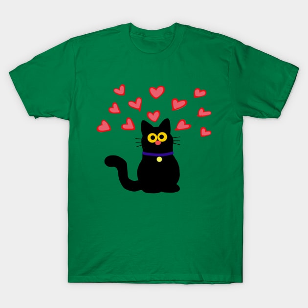 love black kitty T-Shirt by wolfmanjaq